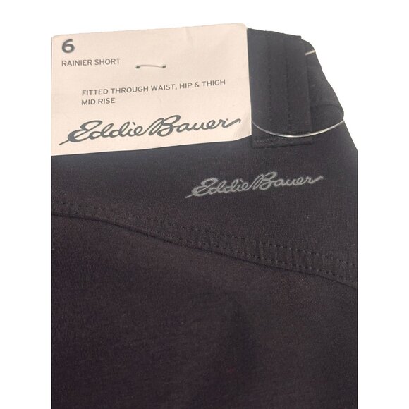 Eddie Bauer Womens Rainier Shorts Black Size 6 Mid Rise Stretch Casual Outdoors - Picture 4 of 7